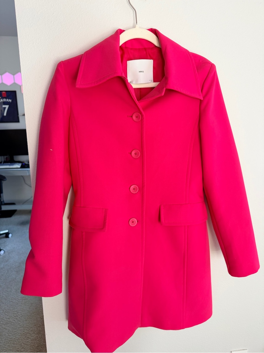 Mango Pink Women's Single-Breasted Coat